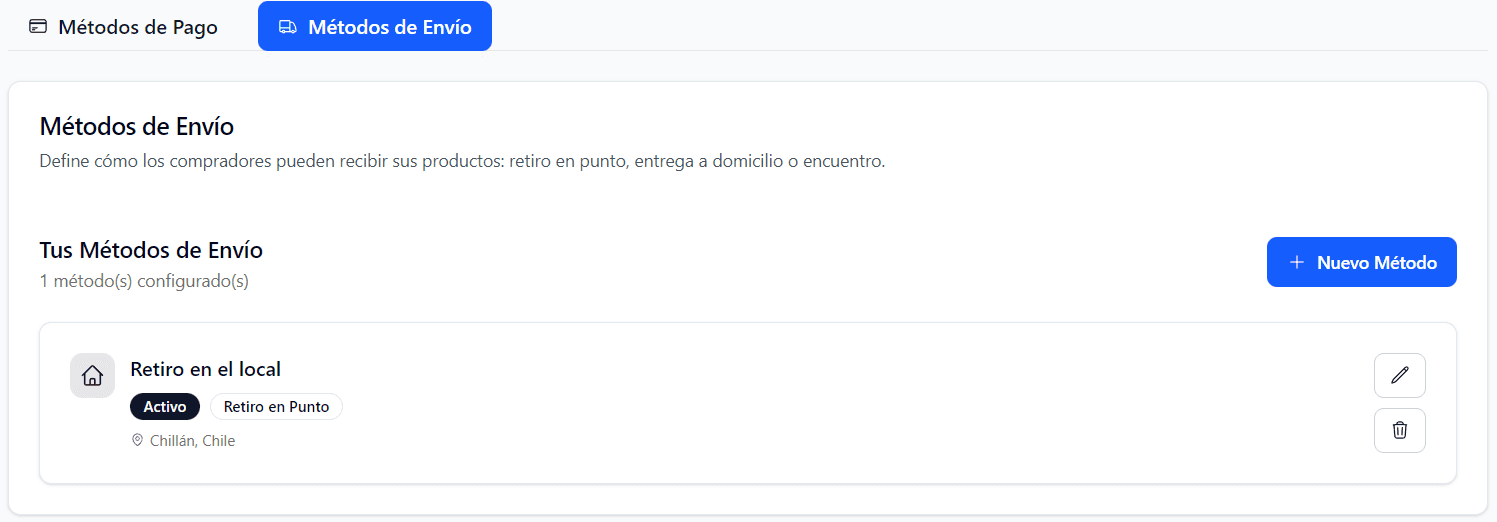 Configura pagos y envíos